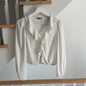 Dynamite Black Polka Dot Blouse